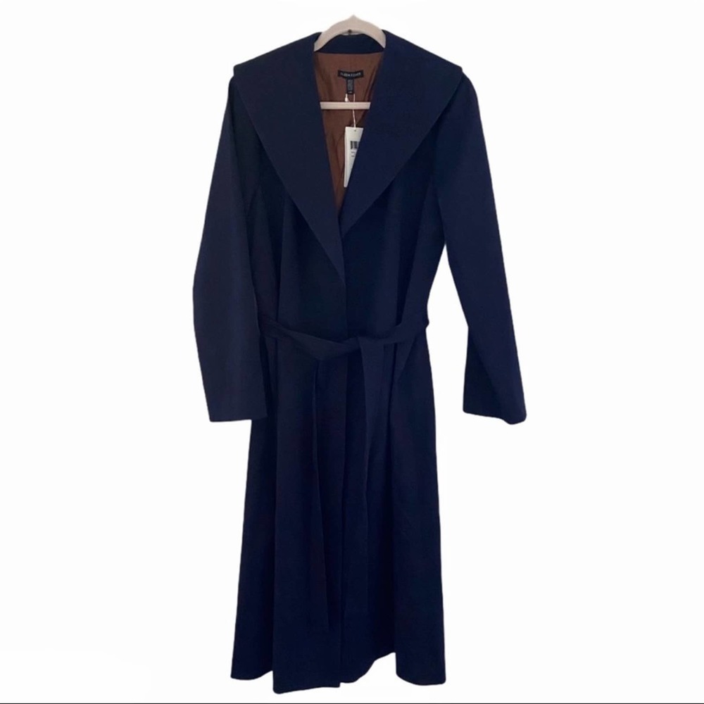 EILEEN FISHER $498 NWT Belt Navy Blue Trench Coat - Picture 6 of 15